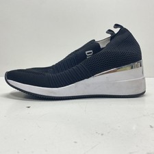 Scarpe donna DKNY nere bianche in tessuto tinta unita Petra con zeppa taglia 9M