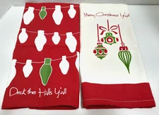 2 Paula Deen Store Collection Christmas Kitchen Towels 16"x 24" 100% Cotton