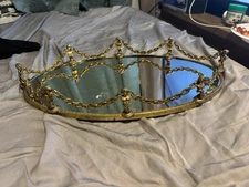 Vintage Oval Vanity Mirror Tray Gold Tone