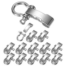 14-Pack Paracord Bracelet Shackle Buckle O Type Silver, Flat Head
