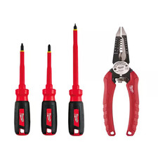Milwaukee Hand Tool Set with Screwdrivers - Wire Strippers 4-Piece Insulated