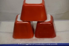 3 RED PYREX REFRIGERATOR DISHES 501-B NO LIDS USA