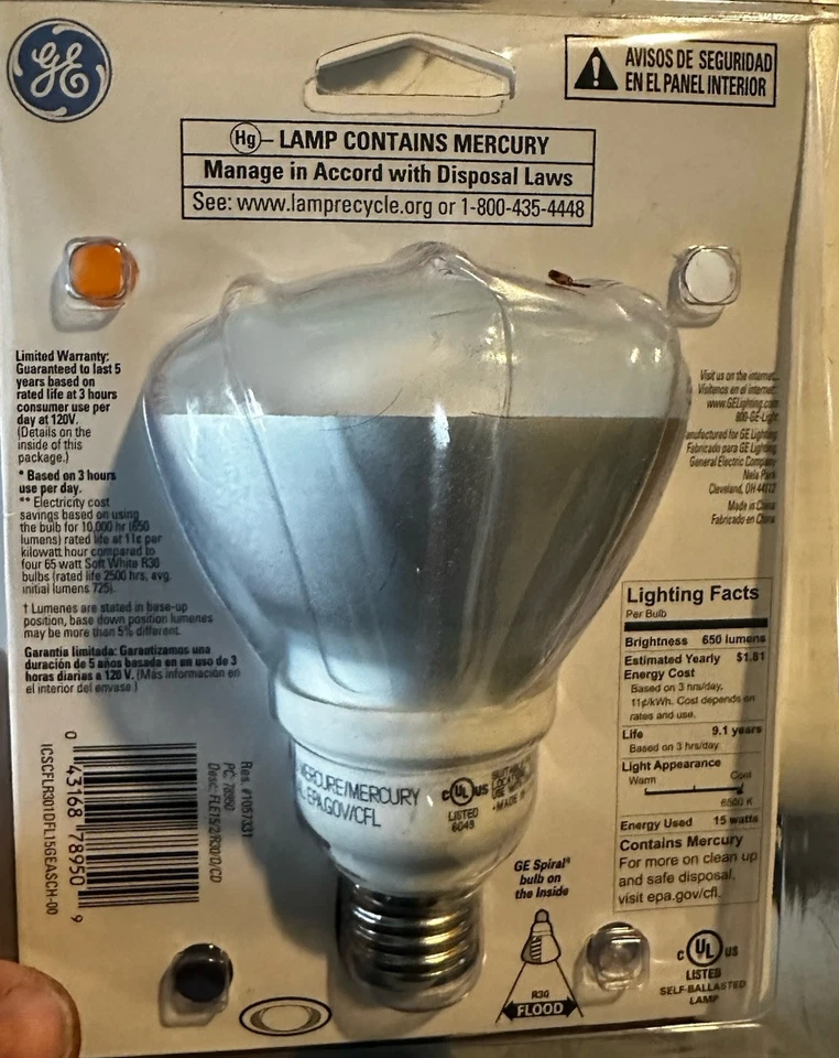 GE Indoor Floodlight 65 Watt Medium Base 650 Lumen Soft White R30 - Image 2 of 2