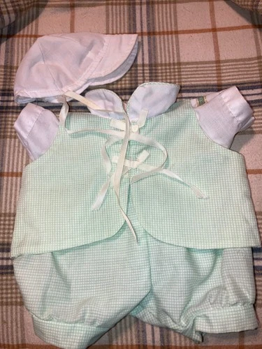 Vintage Cabbage Patch Kids/Doll Clothes Green White Preemie Outfit (120)