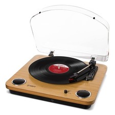 ION Audio Max LP Record Player Built-in Speakers USB 33/45/78 RPM Wood Grain