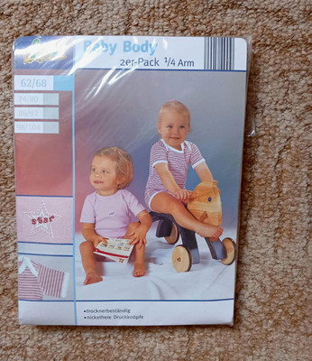Papagino Baby Body 2er-Set Gr. 98 Kurzarm gestreift rosa/weiß Baumwolle