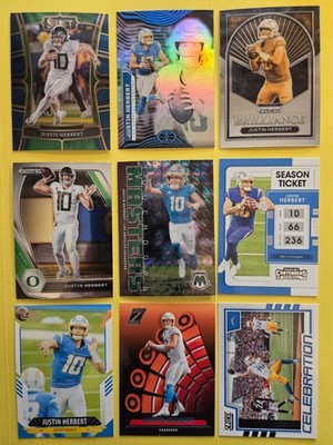 JUSTIN HERBERT 9 Card Lot Inserts LA Chargers Oregon Collection NFL Football