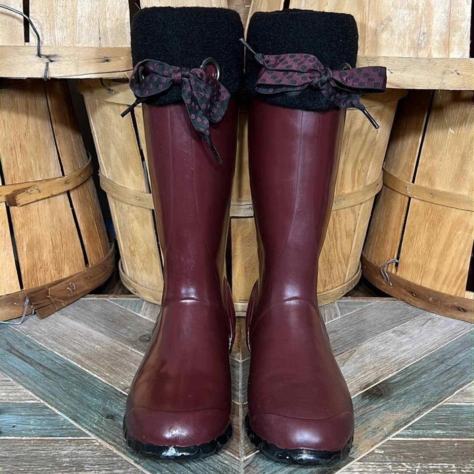 Botas de lluvia Bogs Alex sólidas borgoña impermeables forradas aisladas para mujer talla 8 Foto 4 de 4