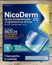 Nicoderm CQ Step 1 (7 Clear Nicotine Patches Kit) Extended-Release Exp 1/28: New