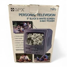 GPX 5" Black & White Personal TV w/ 3 Way Power TVP3 New In Box