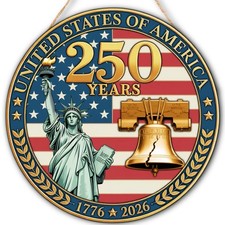 250th Anniversary Patriotic Wooden Door Sign, 4th of July Door Decoration Sign