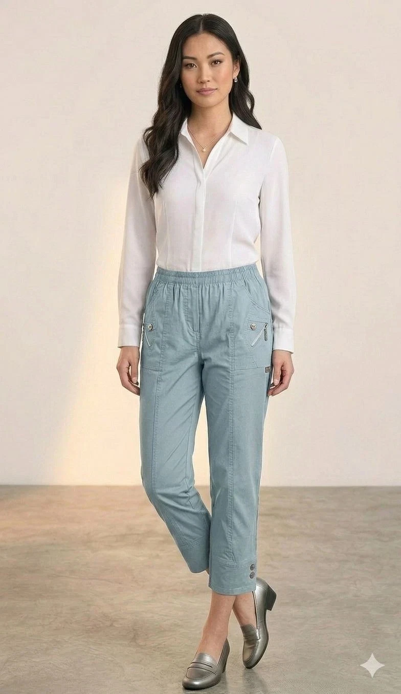 Women’s Summer Cherry Berry Capri Pant Stretch Casual Comfortable Trousers