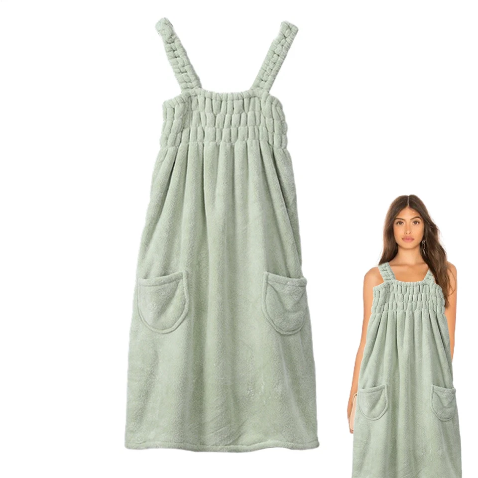 Toallas de baño ponibles coral terciopelo mujer falda de baño absorbente honda falda de baño Foto 4 de 4