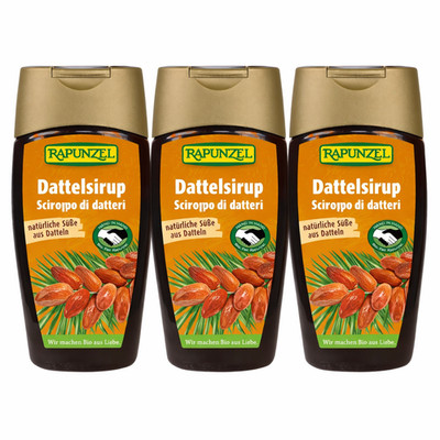 Rapunzel Bio Dattelsirup 3x 250g Natürlich süßer Sirup aus Bio Datteln Veggie