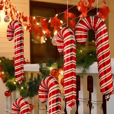 5pcs Red Candy Cane Foil Balloons Christmas Party Holiday Decorations