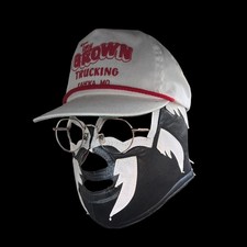 VTG Mexican Luchador Wrestling Mask Lucha Libre SemiPro B W Lightning Vinyl OSFA