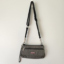 Baggallini Wristlet w/Detachable Crossbody Strap Gray Leopard Print Nylon Travel