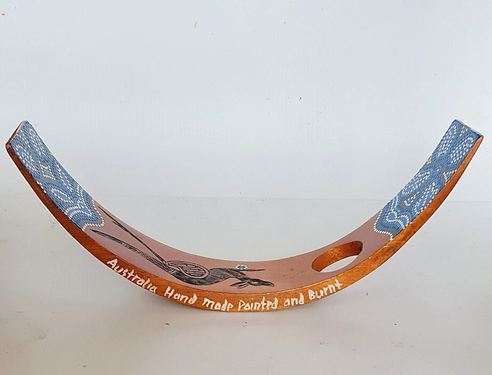 Auténtico Portabotellas de Vino de Madera Arte Aborigen Indígena Canguro Australia Foto 4 de 4