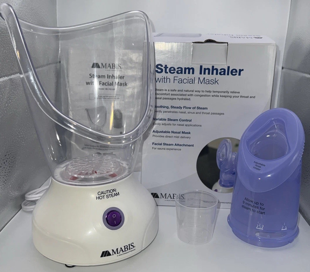 Mabis Steam Inhaler W/ Facial Mask, New, Soothing Sinus Relief & Facial Skincare