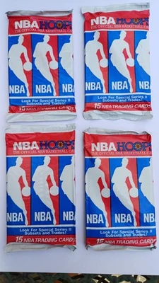 4x NBA Hoops 91 Sealed Booster Pack Wax Basketball topps fleer series 2 Jordan - Image 1 of 2