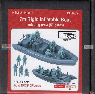 HSMU144001U 1:144 HS Models 7m Rigid Inflatable Boat Including Crew (5 figures)