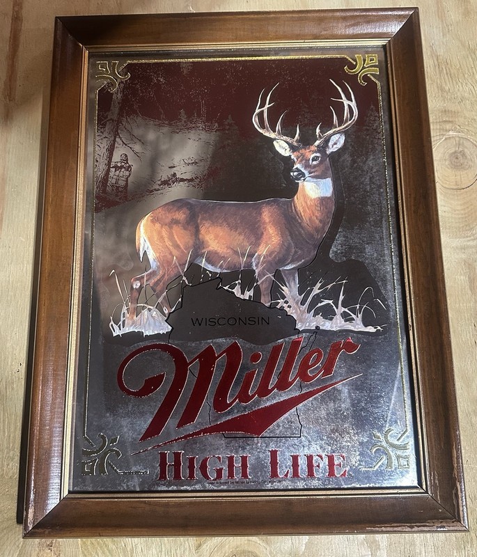 Miller High Life Beer Whitetail Buck DEER Sportsman Series Mirror Wisconsin Sign