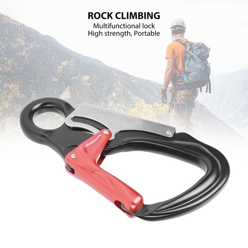 (Schwarz Rot) 35KN Kletterkarabiner Clips D-förmige Schwerlastkarabiner Fü - Afbeelding 12 van 24