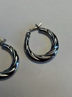 Sterling Silver 925 Vintage Art Deco Stud Pierced Earrings Hoops Circle Smooth — photo 3