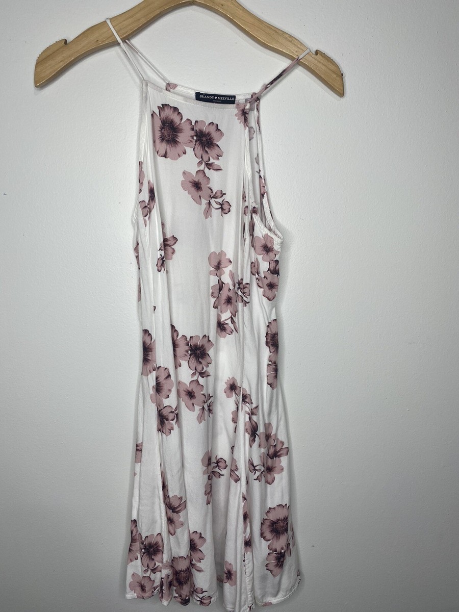 Womens Brandy Melville Jada Pink Floral Mini Slip Dress Rayon