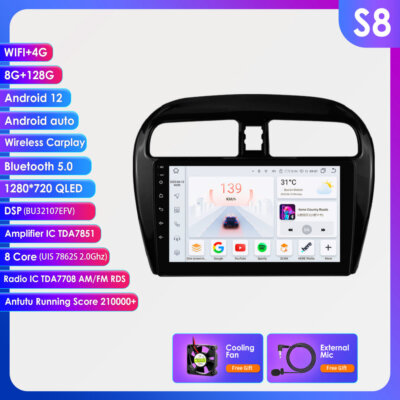 8+128G Android Autoradio GPS Nav 4G LTE Für Mitsubishi Mirage Space Star 2012-23