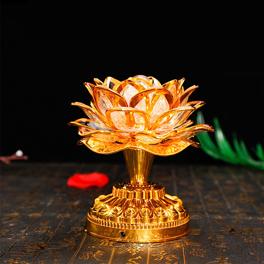 1pc Traditional Home Decoration USB Lotus Lamp Buddha Supplies Buddhist Temple