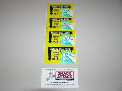 MARS VN2712 BILL VALIDATOR (4) VN & AE SERIES DECAL STICKERS $1, $2, $5, $10,$20
