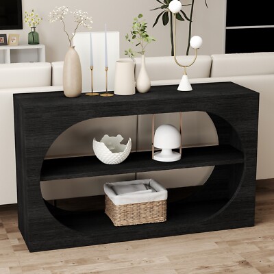 54.33'' Long Console Table for Entryway, Rustic Sofa Table Behind Couch 3-Tier