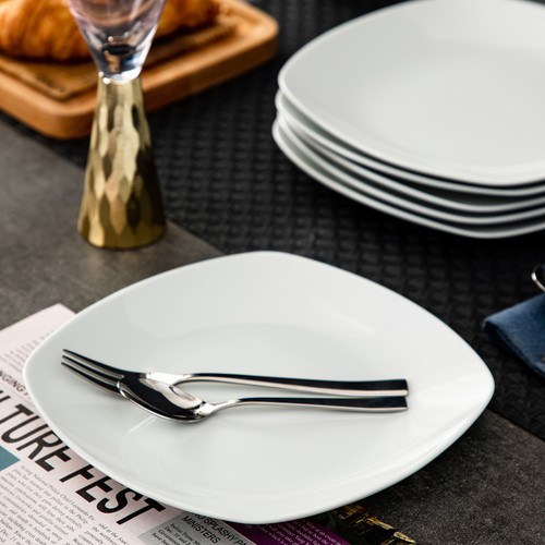 MALACASA Serie Elisa 6 teilig Set Porzellan Dessertteller Grauweiß Kuchenteller - Bild 10 von 12