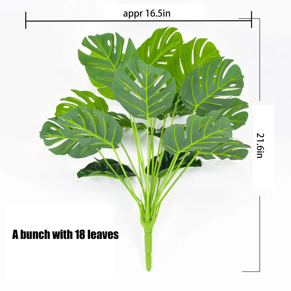 Planta Monstera Artificial 21" Alto Palmera Arbusto Imitación 18 Cabezas Hojas de Tortuga EE. UU. Foto 2 de 4