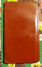 Vintage brown glazed cowhide leather with gold embossed details passport wallet