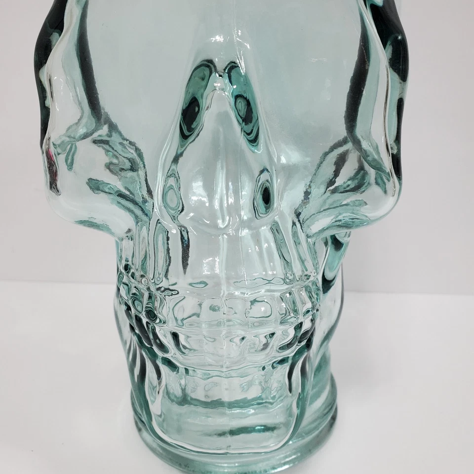Maniquí calavera de vidrio verde transparente cabeza soporte de exhibición peluca sombrero soporte decoración gótica Foto 2 de 4