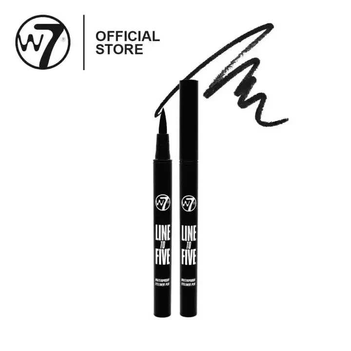 Lápiz delineador de ojos resistente al agua W7 Line To Five negro más negro - sellado Foto 2 de 2