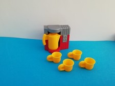 PLAYMOBIL Puppenhaus - ROTE KAFFEEMASCHINE mit GELBER KANNE und 4 TASSEN NEU ;