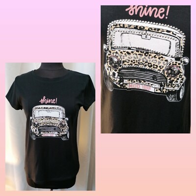 Made in Italy Leo schwarz T Shirt  Strass Leopard Auto 36,38,40  Bild 4