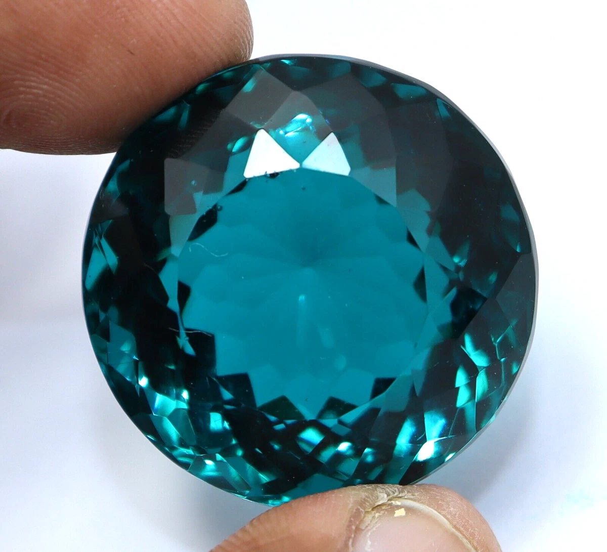 Natural Brazilian 110 Ct Certified Round Cut Bluish Green Topaz Loose Gemstone