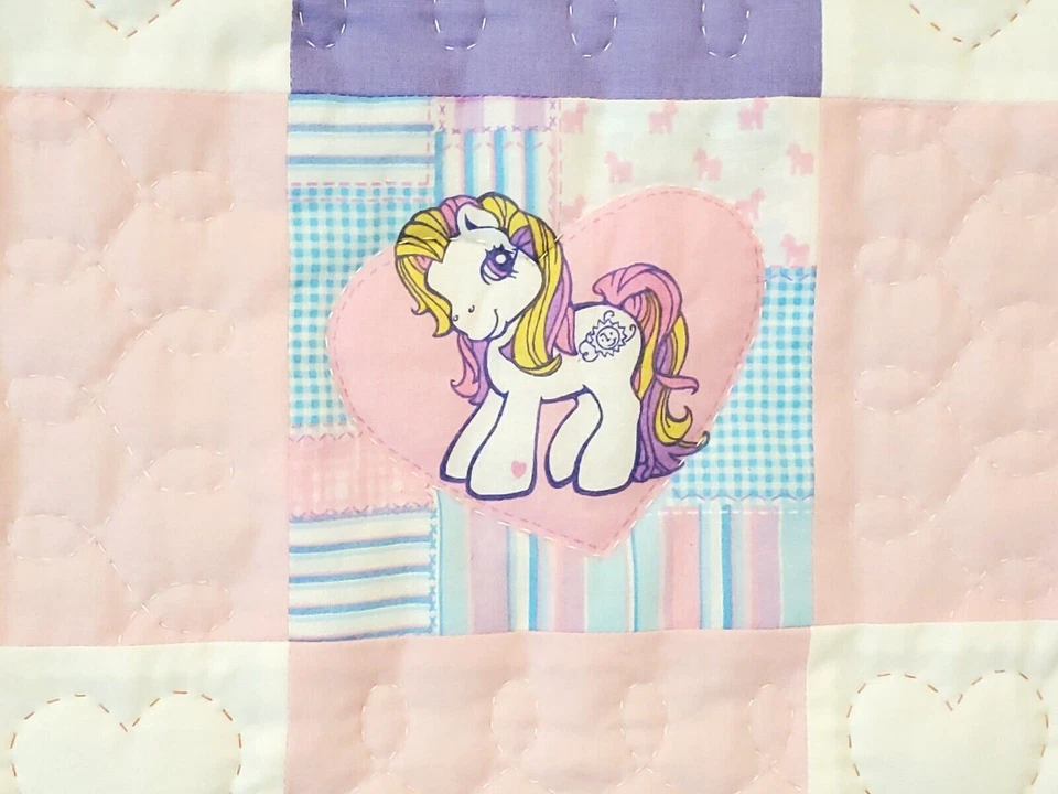 Nuevo Edredón de Retazos Diseño "My Little Pony" Hecho a Mano y Acolchado a Mano para Bebé Niña Foto 2 de 4