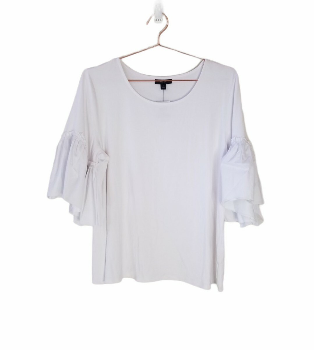 NWT Alfani XL White Pullover Short Bell Sleeve Top Women MSRP