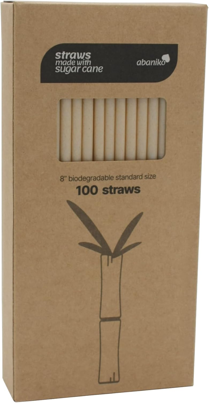 100 Pcs of Premium Disposable Biodegradable Drinking Straws, 8.25