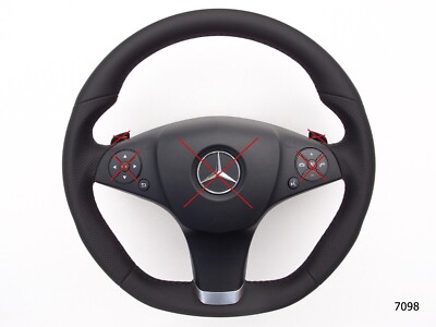 08-13 MERCEDES W204 C63 NEW NAPPA/PERFORATED SPORT STEERING WHL BLACK stitch