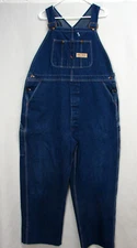 Vtg Big Mac Workwear Carpenter Style Blue Jean Bib Overalls Mens 44x29 Hemmed