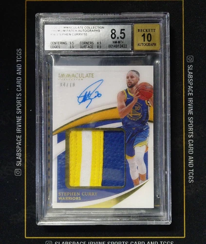 2020-21 Immaculate Collection Premium Patch Auto #34 Stephen Curry /10 BGS 8.5