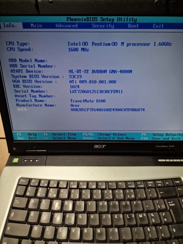 Acer Travelmate 8100 Series Laptop Intel Pentium M 1.6GHz Untested Read Descript - Image 2 of 4