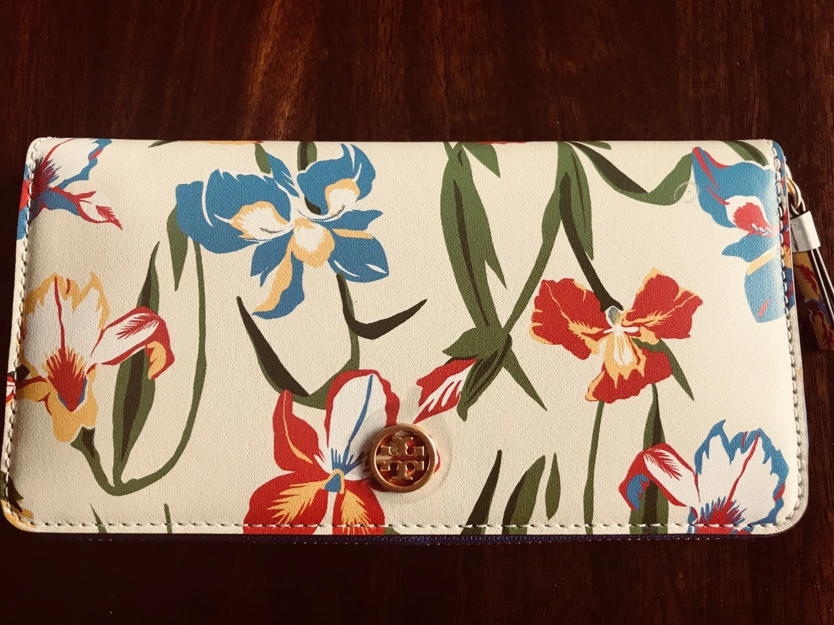 NEW TORY BURCH ROBINSON FLORAL ZIP CONTINENTAL WALLET