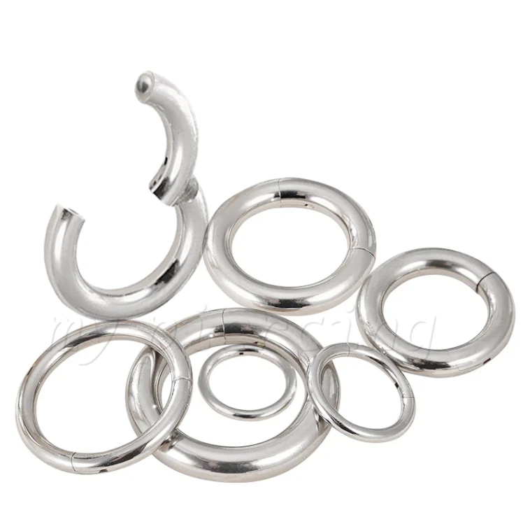 16g 14g 12g 10g 8g 6g 4g 2g Hinged Segment Ring Steel Ears Lip Nose Septum Ring - Image 2 of 4